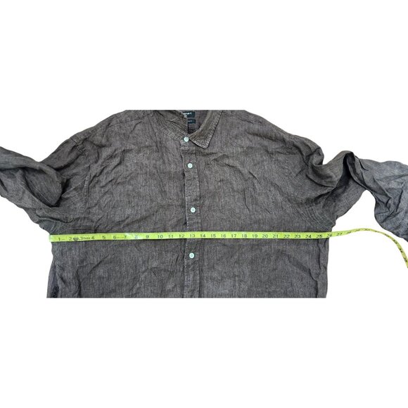 Banana Republic 100% Linen Button Up Shirt Brown XXL Tall Untucked Standard Fit - Picture 7 of 9